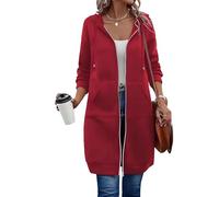 Generico Moraltente - Moraltrnte/Forcipower Women Casual Zip up Fleece Hoodies, Long Hoodie Tunic Sweatshirt (Red,XL)