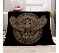 Generico Morbida Coperta in Peluche Animali Che Circondano Un Cerchio Runico - Plaid per Divano/Letto 150x200 cm Misteriosa Arte Antica Flanella Microfibra Ultra Caldo,Lavabile,Regalo