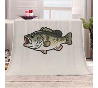Generico Morbida Coperta in Peluche Immagine Di Un Pesce Bocca Grande Dei Cartoni Animati - Plaid per Divano/Letto 150x200 cm Respiro Naturale Flanella Microfibra Ultra Caldo,Lavabile,Regalo