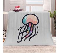 Generico Morbida Coperta in Peluche Meduse Colorate - Plaid per Divano/Letto 150x200 cm Bellezza Sognante Dell'oceano Flanella Microfibra Ultra Caldo,Lavabile,Regalo