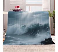 Generico Morbida Coperta in Peluche Onde Enormi E Nuvole Scure - Plaid per Divano/Letto 150x200 cm Il Mistero E Il Potere Dell'oceano Flanella Microfibra Ultra Caldo,Lavabile,Regalo