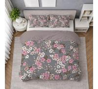 Generico Morbida Set Copripiumino Grigio, Copripiumino Piazza E Mezza 200 X 200 cm Floreale Vintage Fiore Dettaglio, Biancheria da Letto confortevole, Leggera e Traspirante, per il riposo quotidiano