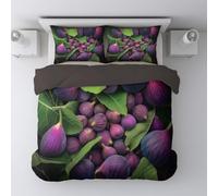 Generico Morbide Microfibra Copripiumino 150 x 200 cm Illustrazione Fichi Frutta Setoso di Biancheria da Letto con Cerniera Nascosta per Ragazzi e Ragazze Viola scuro + 1 Federa 65 x 65 cm
