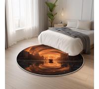 Generico Morbidissimo facile da pulire Arancione Nero Tappeto Rotondo Misterioso Pallacanestro Città,Lavabile Camera Dei Bambini Tappeto per la Sala da Pranzo Carpets 80 cm