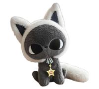 Generico Morbido Scuro Con Stella & Luna, 25 Cm,Cuscino Peluche Gatto - Animale Imbottito Bambini Casa Viaggio - Compagno Affettuoso Confortante