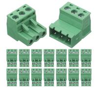 Generico Morsettiera Pluggabile Verde Kit 20 Pezzi Passo Standard 5,08mm in Plastico e Ottone Nichelato per Distribuzione Elettrica e Messa a Terra senza Saldatura