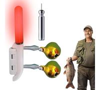 Generico Morsetto sulla Luce per Canna da - Lampada Ricaricabile con Punta 'Asta, cercatore di Pesci con Luminoso, Materiale PVC con Campana in Rame, indicatore di avviso | Accessorio per