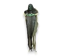 Generico Mostro Fantasma Gigante Decorazioni per Halloween con LUCI E Suoni, Strega Sposa Cadavere da Appendere in casa, Pupazzo Horror Mietitore, Scheletro 180 cm, Appendino Interni Esterni (Nero)