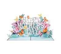 Generico Mothers Day Card - Floral Bouquet, Precision Cut Butterfly Ornament, Hidden Slide Out Message Sheet, Artistic Greeting Accessory for Biological Mother and Maternal Figure Recognition