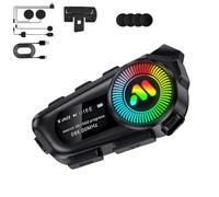 Generico Motorcycle Helmet Bluetooth Headset, IP67 Waterproof, Type-C Charging, Two-in-One Microphone with Ambient Light and Voice Assistant for All helmets (R1)