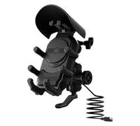 Generico Motorcycle Phone Mount with Charger, Anti-Vibration Wireless Charging Rack, 360° Rotating Holder, Secure Handlebar Support for Most Phones, Biking, Riding, Outdoor Travel