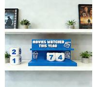 Generico Movie Tracker Block Set,Reusable 3D Printed Cinema Tracker Counter with Interchangeable Number Blocks,Annual Movies Watched Display Gift for Film Buffs