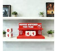 Generico Movie Tracker Block Set,Reusable 3D Printed Cinema Tracker Counter with Interchangeable Number Blocks,Annual Movies Watched Display Gift for Film Buffs