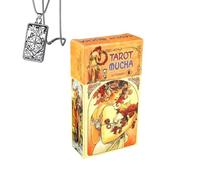 Generico MUCHA TROT - Mazzo di tarocchi tascabile per principianti con collana - Design elegante, facile da usare