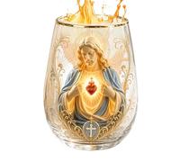Generico Mug Caffè Cristiani,Bicchiere in Gesù Trasparente 400ml | Bicchieri Artistici Floreali | Per Uomo E Donna, Whisky, Birra, Bevande, Home Bar, Tavolo Da Pranzo, Festività, Vacanza E Riunioni