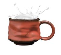Generico Mug Ceramica Vintage - Rustica Con Forma Irregolare | Bicchiere Terracotta Fatto A Mano Per Cappuccino | 12x8x7 Cm, Struttura Robusta, Stile Artigianale