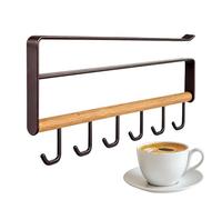 Generico Mug Hooks Under Cabinet | No Drill Mug Hooks Under Cabinet 6 H00ks | Spatula Storage Holder | 6 H00ks No Drilling For Mugs Ladles Ties Scarves Belts Kitchen Home Restaurant Cafe Wardrobe