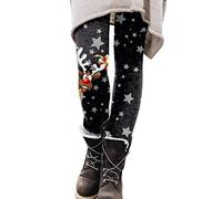 Genérico Mujer Pantalones Navidad, Pantalones de Yoga Fiesta elásticos navideño Impresión mallas Deportes de Fitness Gym Pantalones Largos Transpirables leggings Deportivos push up