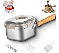Generico Multi-Function Frying Cooker Set, Stainless Steel Portable Outdoor Cooking Pot, with Basket, Tongs and Oil Drip Rack, for Cooking, Vegetable Washing (1PCS)