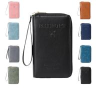 Generico Multi-functional RFID Passport Holder for Travel Essentials,Passport Holder for Travel Essentials,Slim Leather Wallet Cover Case with Safe Zipper, Travel Wallet for Men & Women (Black)
