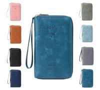 Generico Multi-functional RFID Passport Holder for Travel Essentials, Slim Leather Wallet Cover Case with Safe Zipper for Men & Women, Id Card Organizer, Wallet Cover Case (peacock blue)