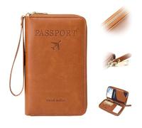 Generico Multi-Functional RFID Passport Wallet for Women and Men,Passport Holder for Travel, Essentials - Wallet Cover Case Anti-Theft Protective Case (Brown)