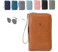 Generico Multi-Functional RFID Passport Wallet,Organizer with Anti-Theft Protection,PU Leather Waterproof Travel Wallet (brown)