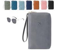 Generico Multi-Functional RFID Passport Wallet,Organizer with Anti-Theft Protection,PU Leather Waterproof Travel Wallet (grey)