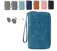 Generico Multi-Functional RFID Passport Wallet,Organizer with Anti-Theft Protection,PU Leather Waterproof Travel Wallet (peacock blue)