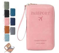 Generico Multi-Functional RFID Passport Wallet, RFID Anti-Theft Passport Holder, Wallet Cover Case for Travel Women and Men Must Haves Accessories (Pink)