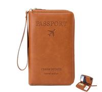 Generico Multi-functional Rfid Passport Wallet Rfid Passport Holder for Travel Anti-Theft Protective Case Travel Wallet for Women Men (Brown)