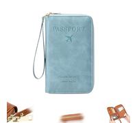 Generico Multi-Functional Rfid Passport Wallet, Rfid Passport Holder for Travel, Travel Wallet with Anti-Theft (Brown) (Blue 2)