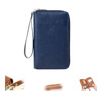 Generico Multi-Functional Rfid Passport Wallet, Rfid Passport Holder for Travel, Travel Wallet with Anti-Theft (Brown) (Blue 1)