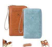 Generico Multi-Functional Rfid Passport Wallet, Rfid Passport Holder for Travel, Travel Wallet with Anti-Theft (Brown) (Brown + Blue 2)