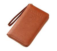 Generico Multi-Functional RFID Passport Wallet,rfid Passport Wallet Women Travel Document Holder,for Credit Cards,Tickets and Cash (Light Brown)