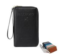 Generico Multi-Functional Rfid Passport Wallet, Rowgins Rfid Passport Holder, Slim Leather Cover for Credit Cards, Tickets/Cash (Black)