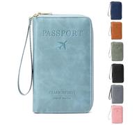 Generico Multi-functional Rfid Passport Wallet - Travel Essential Rfidpassport Holder Wallets for Women Men (Light Blue)