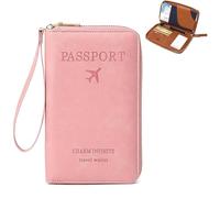Generico Multi-functional Rfid Passport Wallet with Anti-Theft Protection Travel Essentials Leather Organizer for Men & Women (pink)