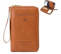 Generico Multi-functional Rfid Passport Wallet with Anti-Theft Protection Travel Essentials Leather Organizer for Men & Women (brown)