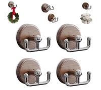 Generico Multi Functional Wood Grain Suction Cup Hook, Suction Cup Hooks for Door Wreaths, Waterproof No Drill Removable for Bathroom Kitchen Tile Glass and Christmas Wreath (4PCS)