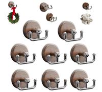 Generico Multi Functional Wood Grain Suction Cup Hook, Suction Cup Hooks for Door Wreaths, Waterproof No Drill Removable for Bathroom Kitchen Tile Glass and Christmas Wreath (8PCS)