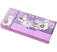 Generico Multifunction Pop Up Pencil Case, Cute Cartoon Pencil Case, Multifunction Student with 2 Compartments, Stationery Organizer with Calculators and Sharpener, Purple Alpaca, Modern