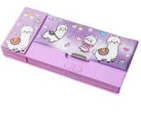 Generico Multifunction Pop Up Pencil Case, Cute Cartoon Pencil Case, Multifunction Student with 2 Compartments, Stationery Organizer with Calculators and Sharpener, Purple Alpaca, Modern