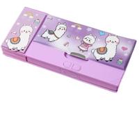 Generico Multifunction Pop Up Pencil Case, Cute Cartoon Pencil Case, Multifunction Student with 2 Compartments, Stationery Organizer with Calculators and Sharpener, Purple Alpaca, Modern