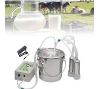 Generico Mungitrice Elettrica, Pompa per Vuoto A Impulsi Automatica, 40-46 Cicli/Minuto, Secchio per Il Latte in Acciaio Inossidabile 304 (Cow Plug-in Type,5L)