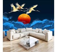 Generico Murales da Parete 3D Stile Giapponese Arte, Onde Del Mare Strisce Di Sole Uccelli Carta da Parati Fotografica di Alta Qualità per Soggiorno e Camere da Letto 250 x 175 cm