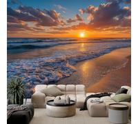 Generico Murales Fotomurale Naturale Realistico Costiero Spiaggia, 250 x 175 cm (L x A) Carta da Parati Panoramica per Soggiorno Camera da Letto Cameretta e Decorazione da Parete - Arancione