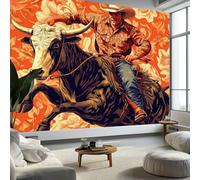 Generico Murals Fotomurali Rodeo Cowboy Vintage, 200 x 140 cm Decorazione da Muro Poster Giganti Arancione per Camere da Letto Soggiorni Camera dei Bambini Sfondo Carta da parati