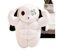 Generico Muscle Bunny Plush Toy, Scary Standing Rabbit Doll Pillow, Soft Huggable Present, Perfectfor Boys Girls Adults, Christmas Bedside Sofa Shelf Car Decor, 30x15x12cm White Black
