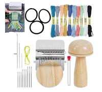 Generico Mushroom Patch Kit, Mini Portable Quick Patch Maker, 4x3 Inch Wooden Tool with Hooks, Portable Work Weaving, Sewing Accessory with Compact Style, Craft Tool for Clothes Socks